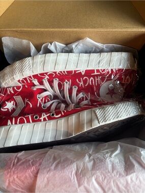 Converse Red and White High Top “Not A Chuck” Chuck Taylor Sneakers